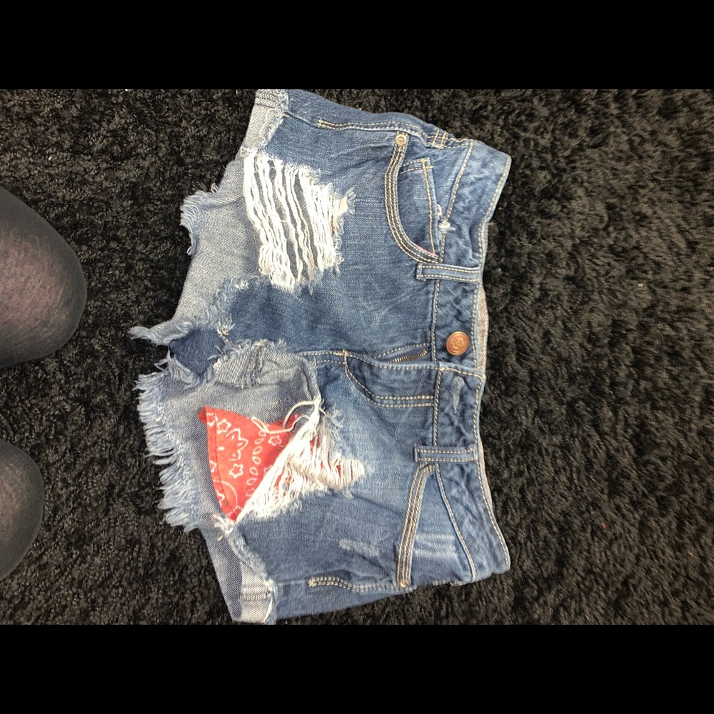 American Rewash Ripped Bandana Shorts